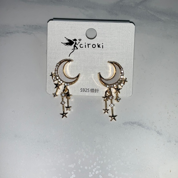 Jewelry - Moon Shaped Crystal Drop Earrings